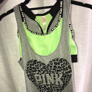 Vibrant green VS Pink sports bra